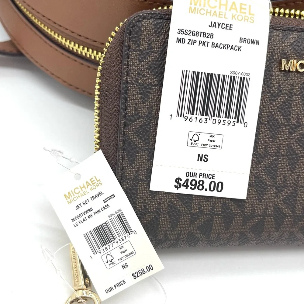 Michael Kors Medium Jaycee Backpack & Phone Case Wallet Wristlet - Picture 12 of 12